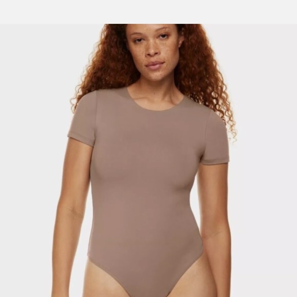 Babaton Contour Crew Bodysuit in Warm Taupe